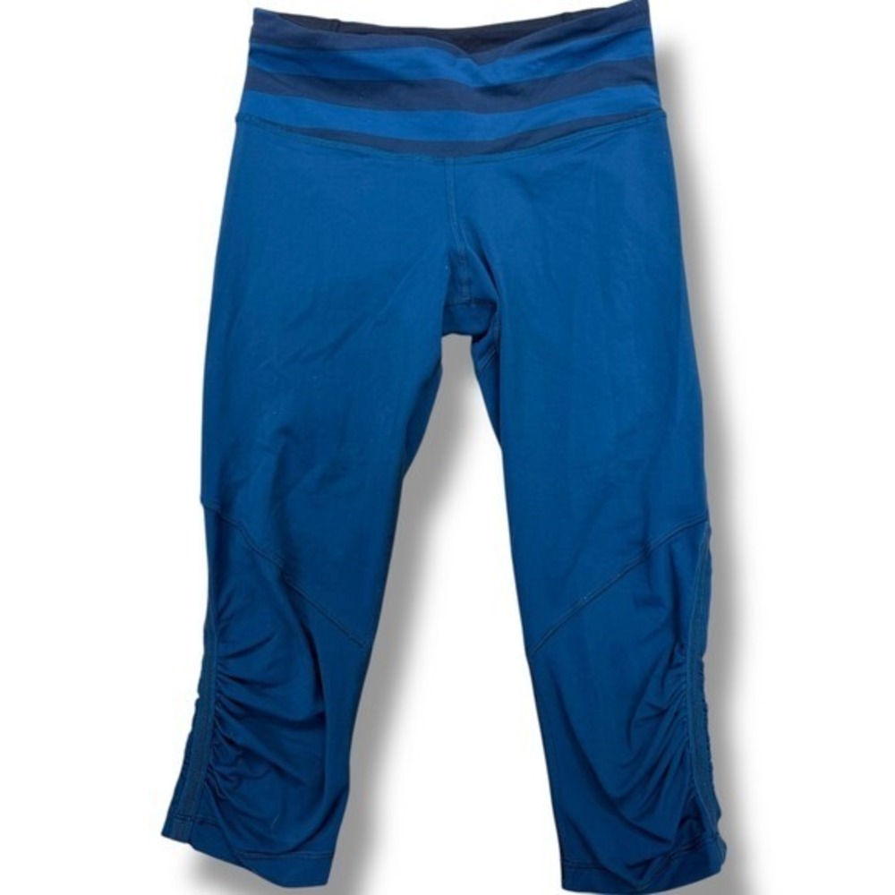 Lululemon Run Inspire Crop II Running Athletic Blue Black leggings Size 4 - Picture 10 of 14